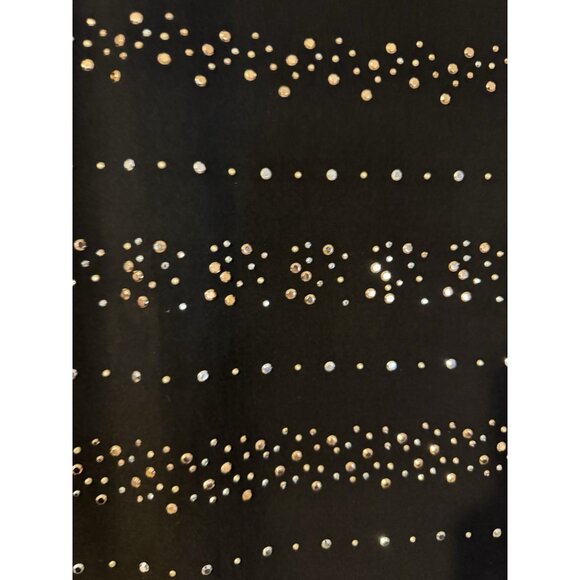 WHBM Dress M Stretch Black Gold Silver Studded Short Sleeve Washable - Picture 2 of 10